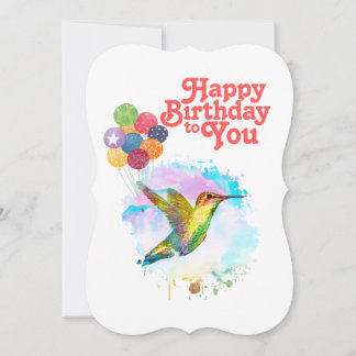Happy Birthday Niedlich Watercolor Hummingbird Feiertagskarte