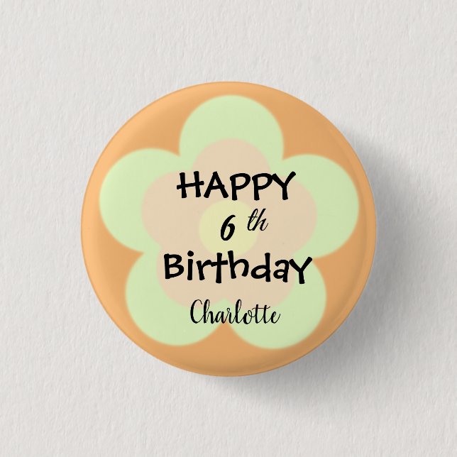 Happy Birthday Niedliche boho Blume Blütenblatt Button (Vorderseite)