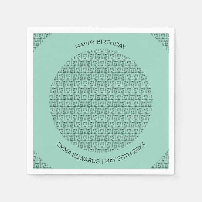 Happy Birthday Niedliche Kokospalmen Silhouette Serviette (Vorderseite)