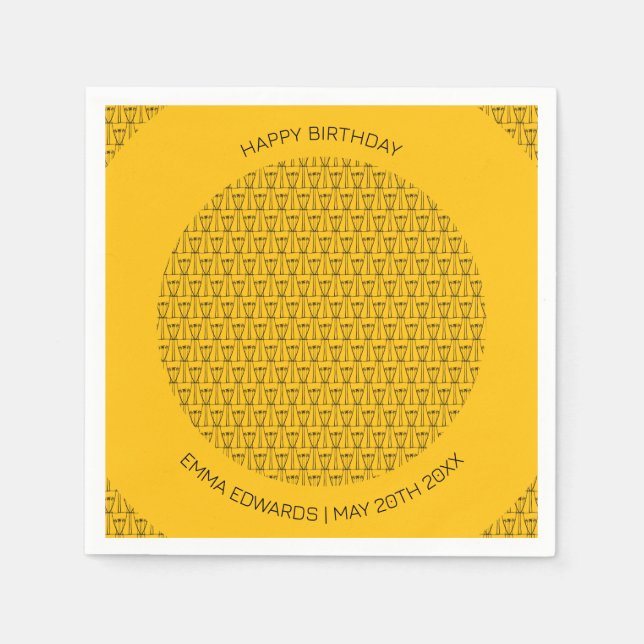 Happy Birthday Niedliche Kokospalmen Silhouette Serviette (Vorderseite)