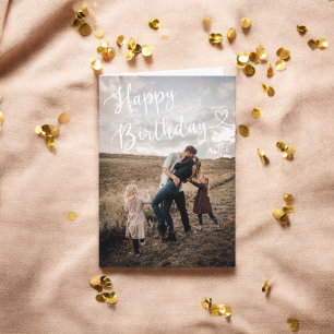 Happy Birthday Niedliche Script Heart Foto Card Karte