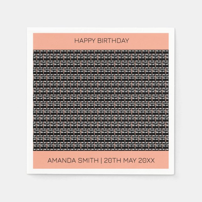 Happy Birthday, Niedliches Ethnic Africa-Muster Serviette (Vorderseite)