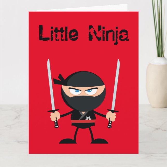 Happy Birthday Ninja Krieger mit zwei Katana Karte (Vorderseite)