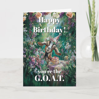 Happy Birthday Nubian Goat Garden Flowers Karte