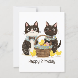 Happy Birthday Oaster Cats Osterkorb Postkarte