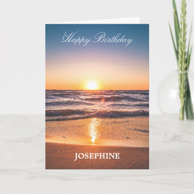 Happy Birthday Ocean Sunset Tropical Feiertagskarte (Vorderseite)