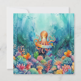 Happy Birthday Octopus Ocean Sea Life Water Fish Einladung