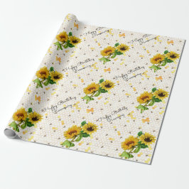 Happy Birthday oder Retirement Sunflower Add Name  Geschenkpapier