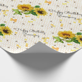 Happy Birthday oder Retirement Sunflower Add Name  Geschenkpapier