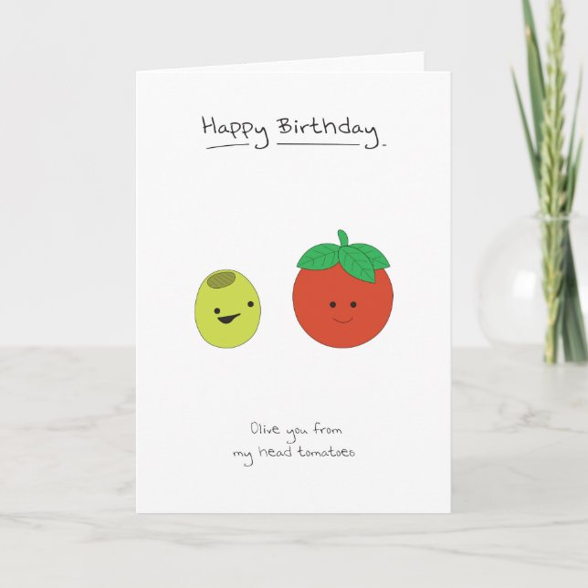 Happy Birthday - Olivenöl und Tomaten Karte (Vorderseite)