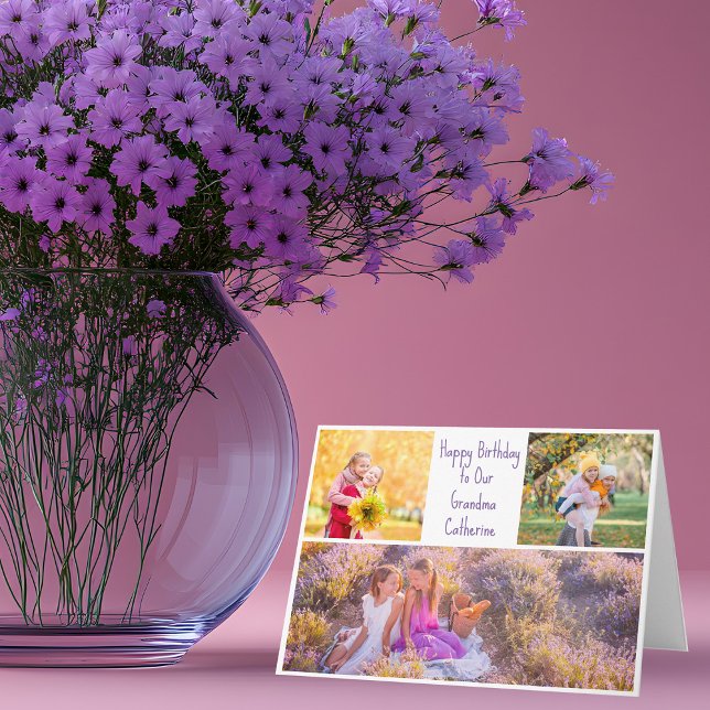 Happy Birthday Oma Custom Grandkids Foto Karte (Von Creator hochgeladen)
