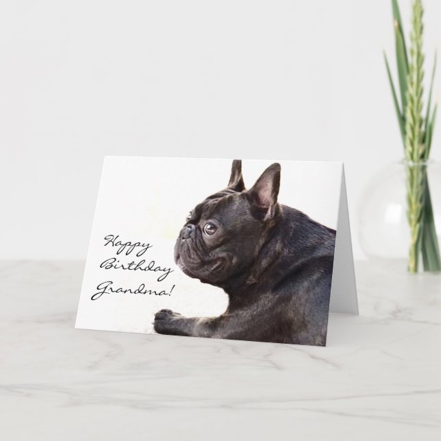 Happy Birthday Oma French Bulldog card Karte (Vorderseite)