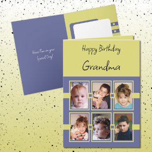 Happy Birthday Oma fügen 6 Fotos lila grün Karte
