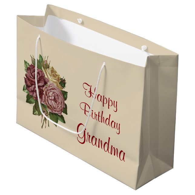 Happy Birthday Oma Große Geschenktüte (Vorderseite Schrägansicht)