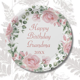 Happy Birthday Oma Pink Floral Party Pappteller