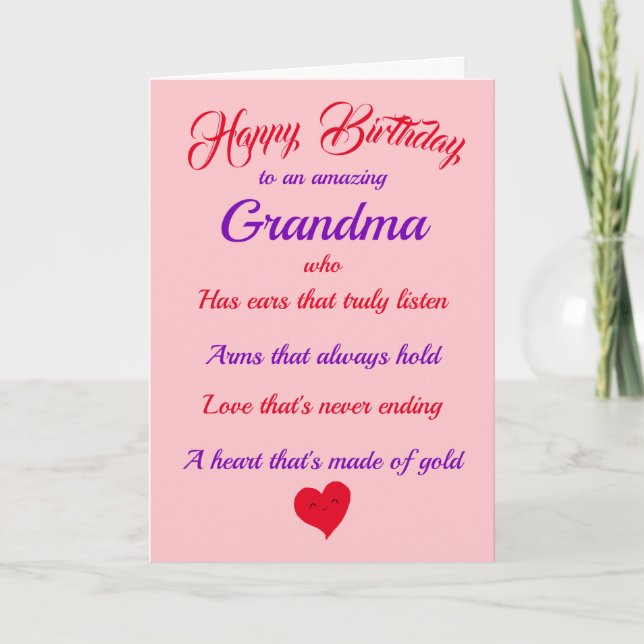 Happy Birthday Oma Pink Lila Typografie-Karte Karte (Vorderseite)