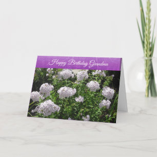 Happy Birthday Oma Weiße und violette Blumen Karte