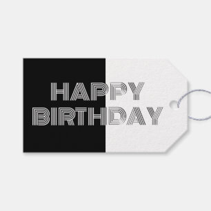 Happy Birthday Op Art Minimal Schwarz-weiß Geschenkanhänger
