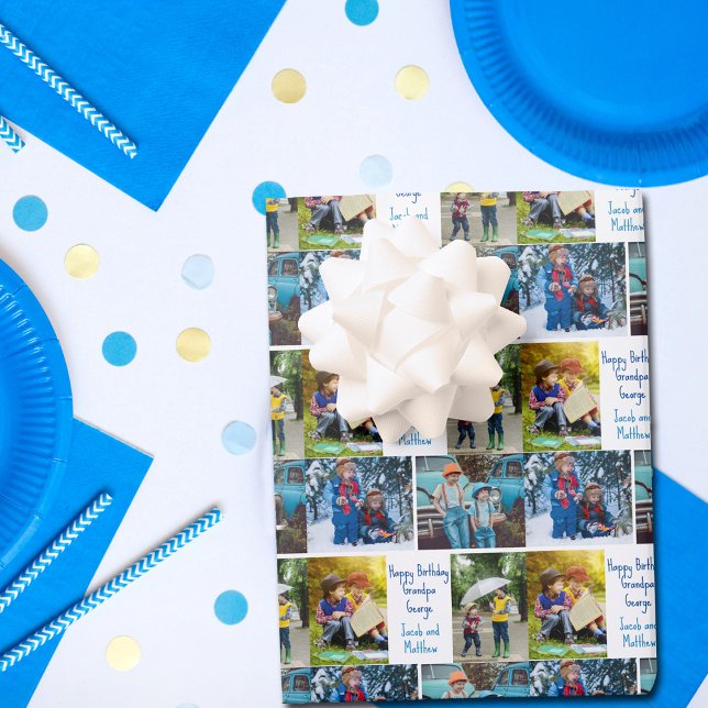 Happy Birthday Opa Custom Grandkids Foto Geschenkpapier Set (Von Creator hochgeladen)