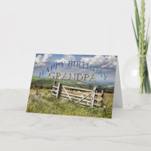 Happy Birthday Opa, Landschaft mit Tor Karte