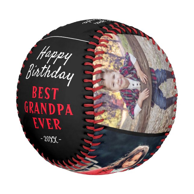 Happy Birthday Opa Modern 3 Foto Collage Base Baseball (Schrägansicht)