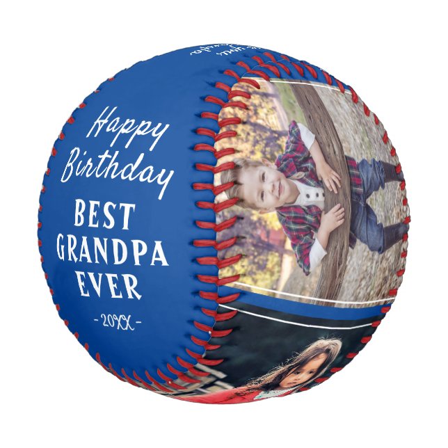 Happy Birthday Opa Modern 3 Foto Collage Baseball (Schrägansicht)
