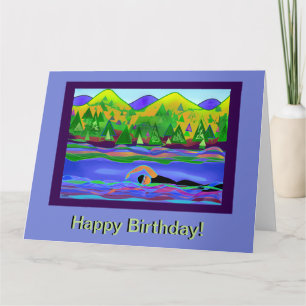 Happy Birthday Open Water Swim Card Karte