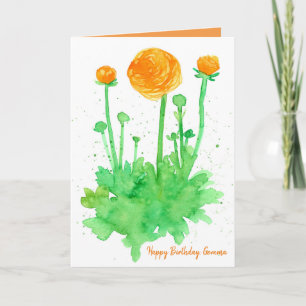 Happy Birthday Orange Blume Personalisiert Custom Karte