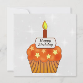Happy Birthday Orange Cupcake Personalisiert Card Feiertagskarte