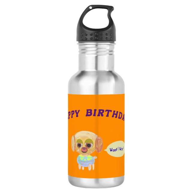 Happy Birthday Orange Edelstahlflasche (Vorderseite)