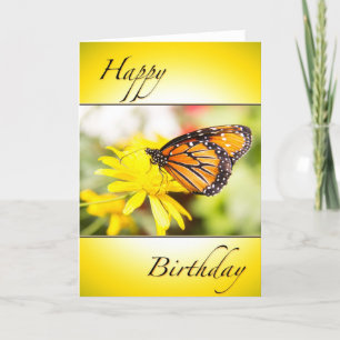 Happy Birthday Orange Monarch Butterfly Card Karte