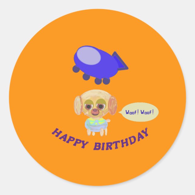 Happy Birthday Orange Runder Aufkleber (Vorderseite)