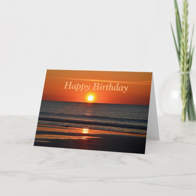 Happy Birthday Orange Sunrise am Strand Karte (Vorderseite)