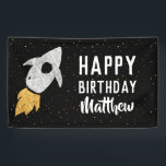 Happy Birthday Outer Space Silver Gold Rocket Kids Banner<br><div class="desc">Alles Gute zum Geburtstag im Weltraum Silver Gold Rocket Kids Banner. Gold und Silber-Imitat-Folienschiff,  Material für Geburtstagsparty im Weltraum. www.SamAnnDesigns.com</div>