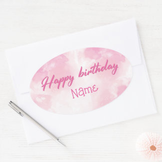 Happy Birthday Ovaler Aufkleber