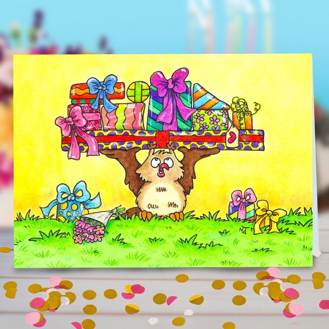 Happy Birthday Owl Gruß Dankeskarte (Von Creator hochgeladen)