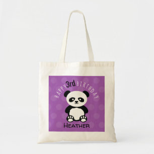 Happy Birthday Panda Personalisiert Kids Lila Girl Tragetasche