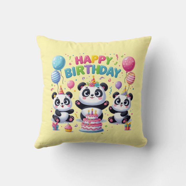 Happy Birthday Pandas Kissen (Rückseite)