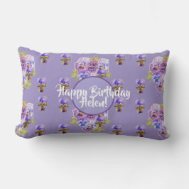 Happy Birthday Pansy floral Ladys Name Cuchion Lendenkissen