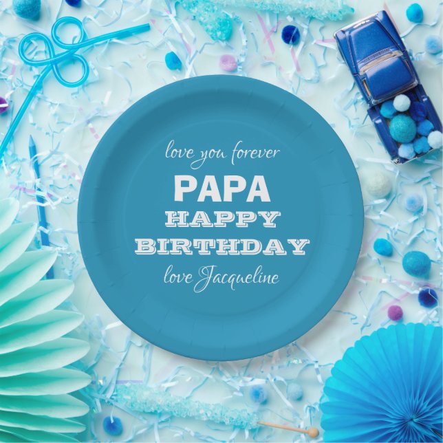 Happy Birthday PAPA Script Name Modern Chic Pappteller (Party)