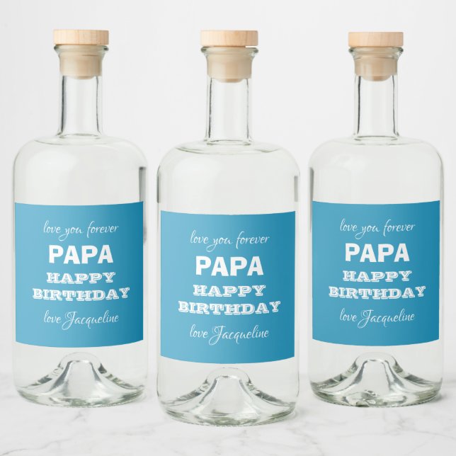 Happy Birthday PAPA Script Name Modern Cool Alkoholflaschenetikett (Flaschen)