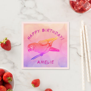 Happy Birthday Papagei Napkins Serviette