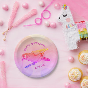 Happy Birthday Papagei Paper Plate Pappteller