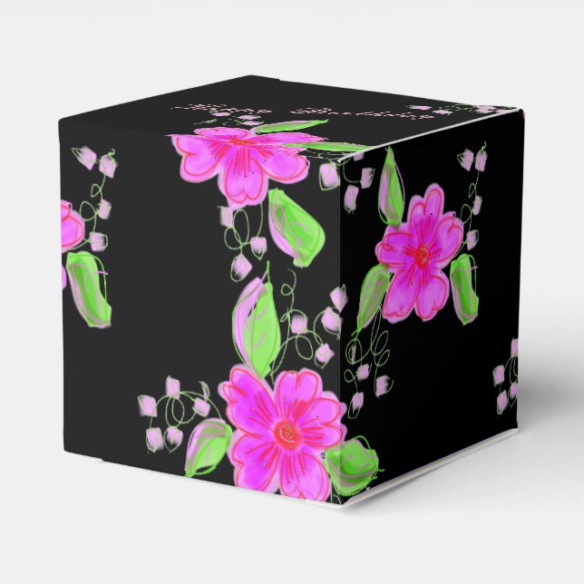 Happy Birthday Paper Flower Black Chocolate Box Geschenkschachtel (Rückseite)