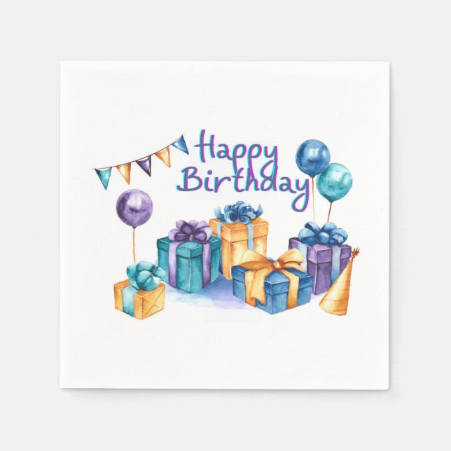 Happy Birthday Paper Napkin Serviette (Vorderseite)