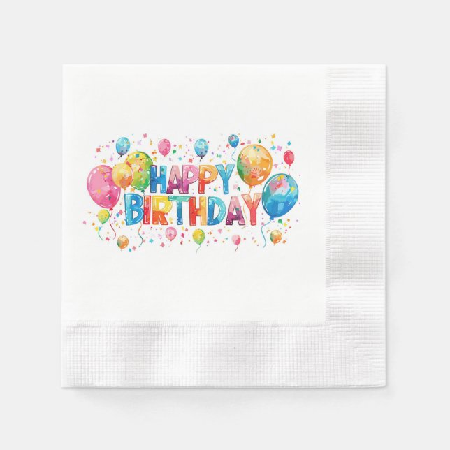 Happy Birthday Paper Napkin Serviette (Vorderseite)