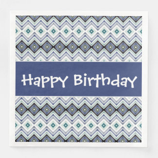 Happy Birthday Paper Napkins in Blau und Aquamarin Serviette