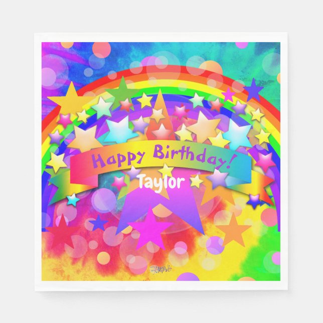 Happy Birthday Paper Napkins Rainbow HAMbyWG Serviette (Vorderseite)