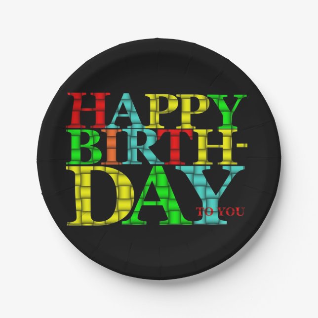 Happy Birthday Paper Plate Pappteller (Vorderseite)