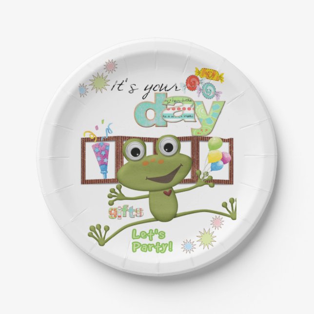 Happy Birthday Paper Tellers Friends Family Frog Pappteller (Vorderseite)